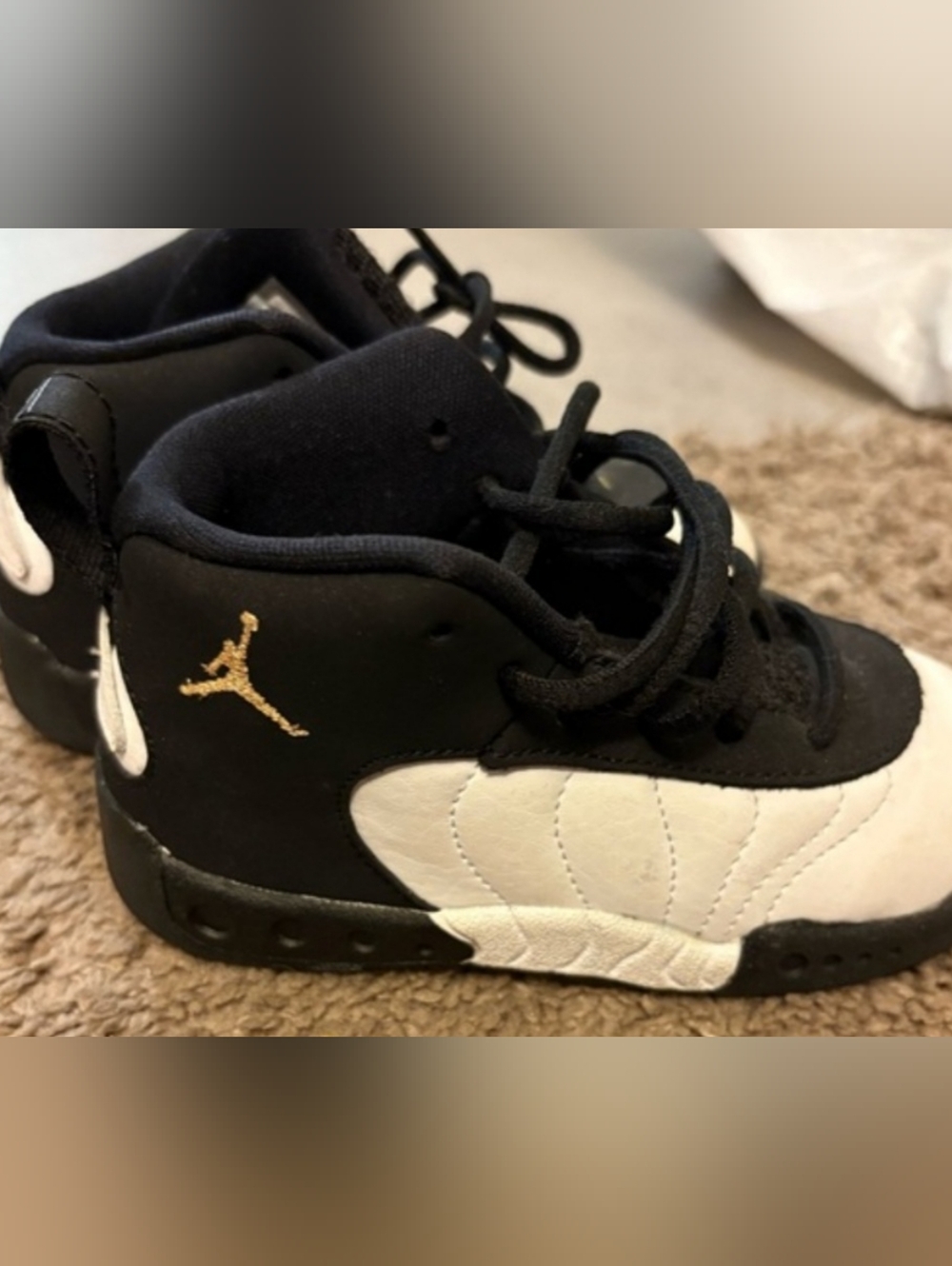Jordan Kids Black, White & Gold High-Top Sneakers